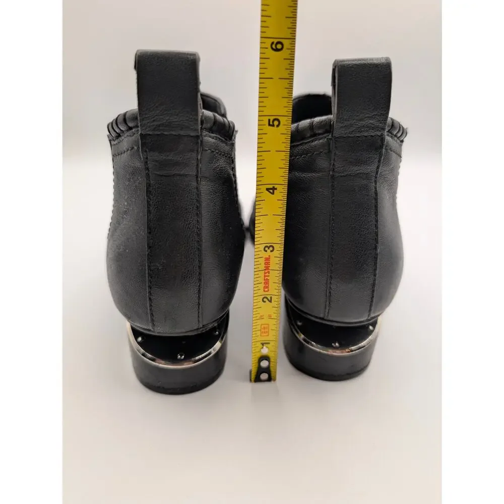 Alexander Wang Black Kori Leather Chelsea Ankle Boots Silver Heel EU 38 US 7.5